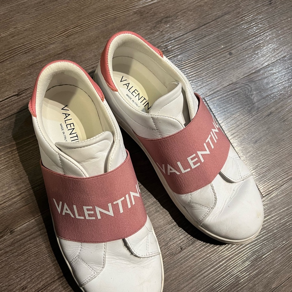 Valentino Pink and White Slip-On Sneakers